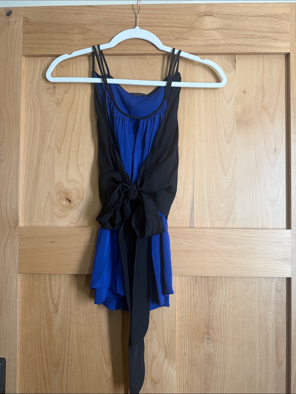 Elie Tahari Royal Blue Chiffon Tank with Black Trim